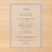 Invitations En Acrylique Élégant Plum violet classique Mariage Monogramme (Recto)