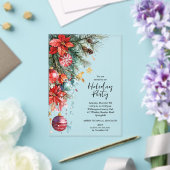 Invitations En Acrylique Elegant Poinsettia Christmas Party (Insitu (Mariage))
