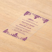 Invitations En Acrylique Elegant Purple Damask Islamic Wedding (Poser)