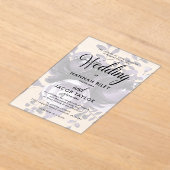 Invitations En Acrylique Elegant Purple Floral Calligraphy Wedding (Poser)