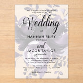 Invitations En Acrylique Elegant Purple Floral Calligraphy Wedding (Recto)