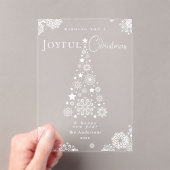 Invitations En Acrylique Élégant Red Joyeux sapin de Noël Snowflakes (In situ (ordinateur de poche))