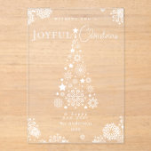 Invitations En Acrylique Élégant Red Joyeux sapin de Noël Snowflakes (Recto)