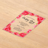 Invitations En Acrylique Élégant Red Roses Derby Party (Poser)