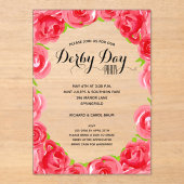 Invitations En Acrylique Élégant Red Roses Derby Party (Recto)