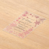 Invitations En Acrylique Elegant Red snowflakes Winter Wedding (Poser)