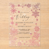 Invitations En Acrylique Elegant Red snowflakes Winter Wedding (Recto)