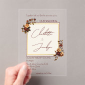 Invitations En Acrylique Elegant Romantic Rusty Rose Autumn Wedding (In situ (ordinateur de poche))