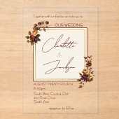 Invitations En Acrylique Elegant Romantic Rusty Rose Autumn Wedding (Recto)
