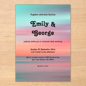 Invitations En Acrylique Elegant Romantic Sunset Blue Sky Beach Wedding (Recto)