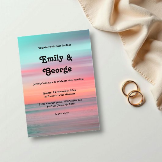 Invitations En Acrylique Elegant Romantic Sunset Blue Sky Beach Wedding