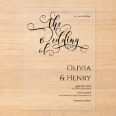 Invitations En Acrylique Élégant romantique Calligraphie Script Mariage (Recto)