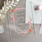 Invitations En Acrylique Élégant Romantique Floral Enregistrer La Date