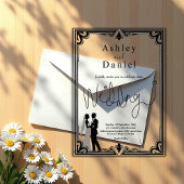 Invitations En Acrylique Élégant Romantique Noir et Blanc Classique Mariage