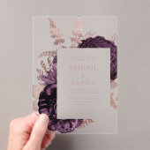 Invitations En Acrylique Élégant romantique violet Rose or floral (In situ (ordinateur de poche))