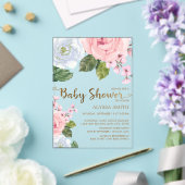 Invitations En Acrylique Élégant rose blanc Rose Script Baby shower (Insitu (Mariage))