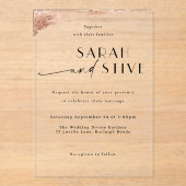 Invitations En Acrylique Elégant Rose de brosse mariage or (Recto)