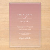 Invitations En Acrylique Élégant Rose Dusty Mariage dégradé (Recto)