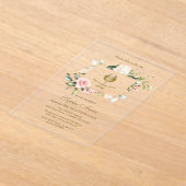Invitations En Acrylique Élégant rose Fleurs rousses Fille Sainte Communion (Poser)