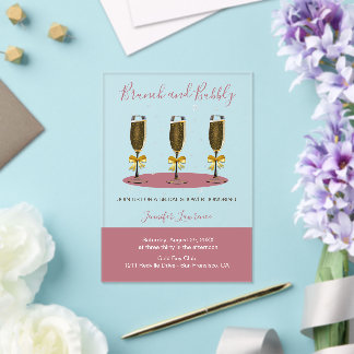 Invitations En Acrylique Elegant Rose Gold Brunch and Bubbly Bridal Shower
