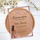 Invitations En Acrylique Elégant Rose Gold Quinceañera Princess tiara