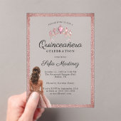 Invitations En Acrylique Elégant Rose Gold Quinceañera Princess tiara (In situ (ordinateur de poche))