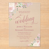 Invitations En Acrylique Elégant rose & mauve Boho Chic Rose Fancy Mariage (Recto)