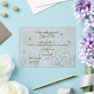 Invitations En Acrylique Élégant Rose Poussiéreux Gris Floral Mariage Dessi