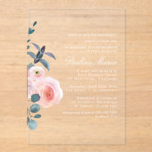 Invitations En Acrylique Élégant rose rose pâle Quinceañera (Recto)