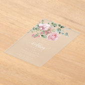 Invitations En Acrylique Élégant rose rose rose rose rose rose Mariage (Poser)