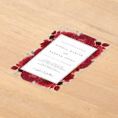 Invitations En Acrylique Élégant Rose Rouge Et Argent Mariage Clair (Poser)