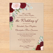 Invitations En Acrylique Élégant Rose roux et roux de Bourgogne Mariage off (Recto)