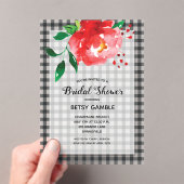 Invitations En Acrylique Élégant Rose sur En vichy Fête des mariées (In situ (ordinateur de poche))