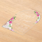 Invitations En Acrylique Élégant Rose victorien Floral Mariage (Poser)