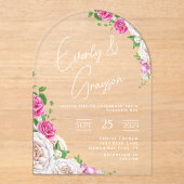 Invitations En Acrylique Élégant Rose victorien Floral Mariage (Recto)