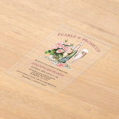 Invitations En Acrylique Elegant Roses, Pearls and Prosecco Bridal Shower  (Poser)