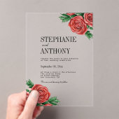 Invitations En Acrylique Élégant rouille rouge et Rose floral de Sage Maria (In situ (ordinateur de poche))