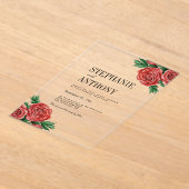 Invitations En Acrylique Élégant rouille rouge et Rose floral de Sage Maria (Poser)