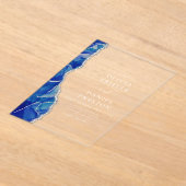 Invitations En Acrylique Élégant Royal Blue Silver Agate Mariage Monogramme (Poser)