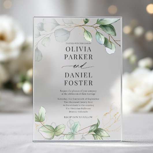 Invitations En Acrylique Elegant Rustic Eucalyptus Greenery Wedding