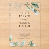 Invitations En Acrylique Elegant Rustic Eucalyptus Greenery Wedding (Recto)