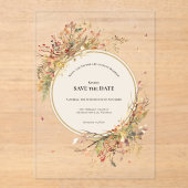 Invitations En Acrylique Elégant Rustic Fall Beige Enregistrer la date (Recto)
