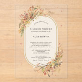 Invitations En Acrylique Elégant Rustic Fall Beige Lingerie Douche (Recto)