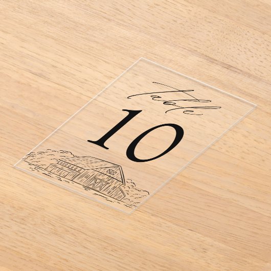 Invitations En Acrylique Élégant Rustic Grange Acrylique Mariage Numéro de  (Poser)