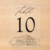 Invitations En Acrylique Élégant Rustic Grange Acrylique Mariage Numéro de  (Recto)