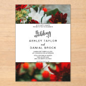 Invitations En Acrylique Elegant Rustic Red Roses Summer Floral Wedding  (Recto)