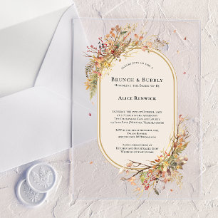 Invitations En Acrylique Élégant Rustique Automne Beige Brunch de Mariée