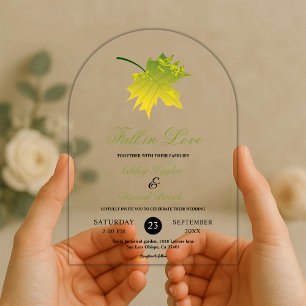 Invitations En Acrylique Élégant Rustique automne laisse Romantique Mariage