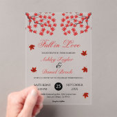 Invitations En Acrylique Élégant Rustique Automne Rouge Feuilles Boho Autom (In situ (ordinateur de poche))