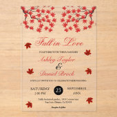 Invitations En Acrylique Élégant Rustique Automne Rouge Feuilles Boho Autom (Recto)